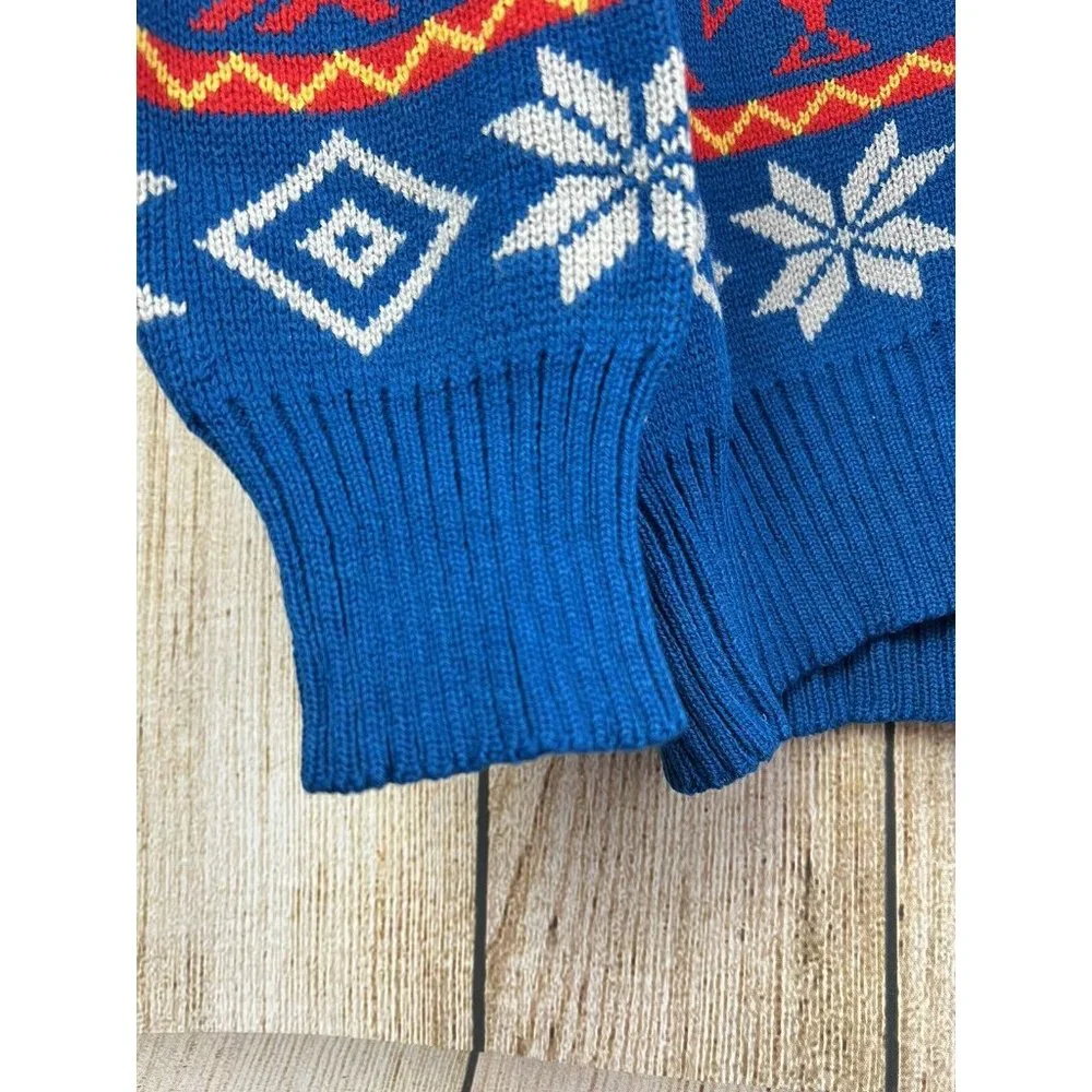 Vtg  80s Van Cort Sweater Men Unisex Small Multicolor Fair Isle Ski Aztec Tribal